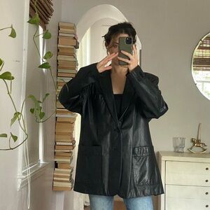 Oversized leather blazer